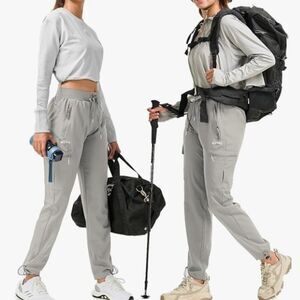 BVVU Women's Cargo Joggers Lightweight Quick Dry Hiking Pants Waterproof in S